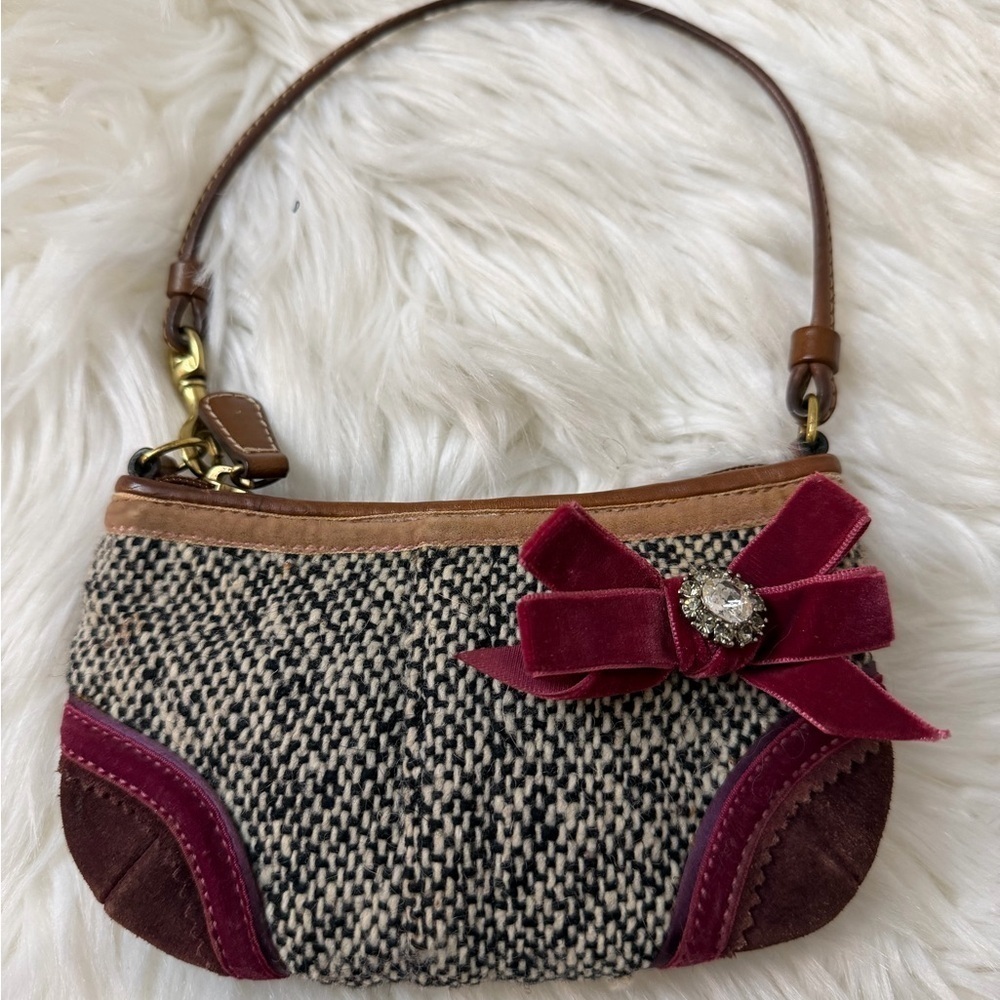 COACH y2k Limited Edition Soho Tweed Ribbon Bow Mini Purse Bag Charm